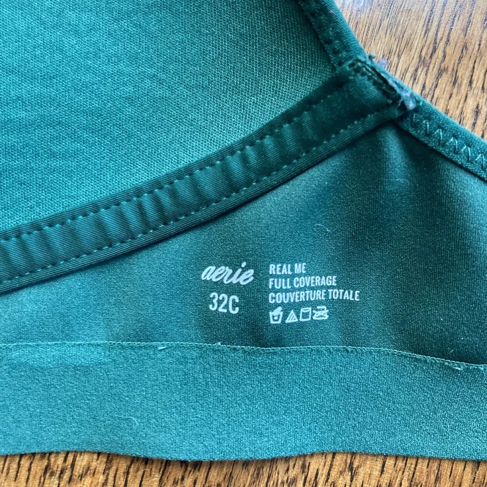 Aerie Real Me full coverage green bra size 32 C - Picture 3 of 5
